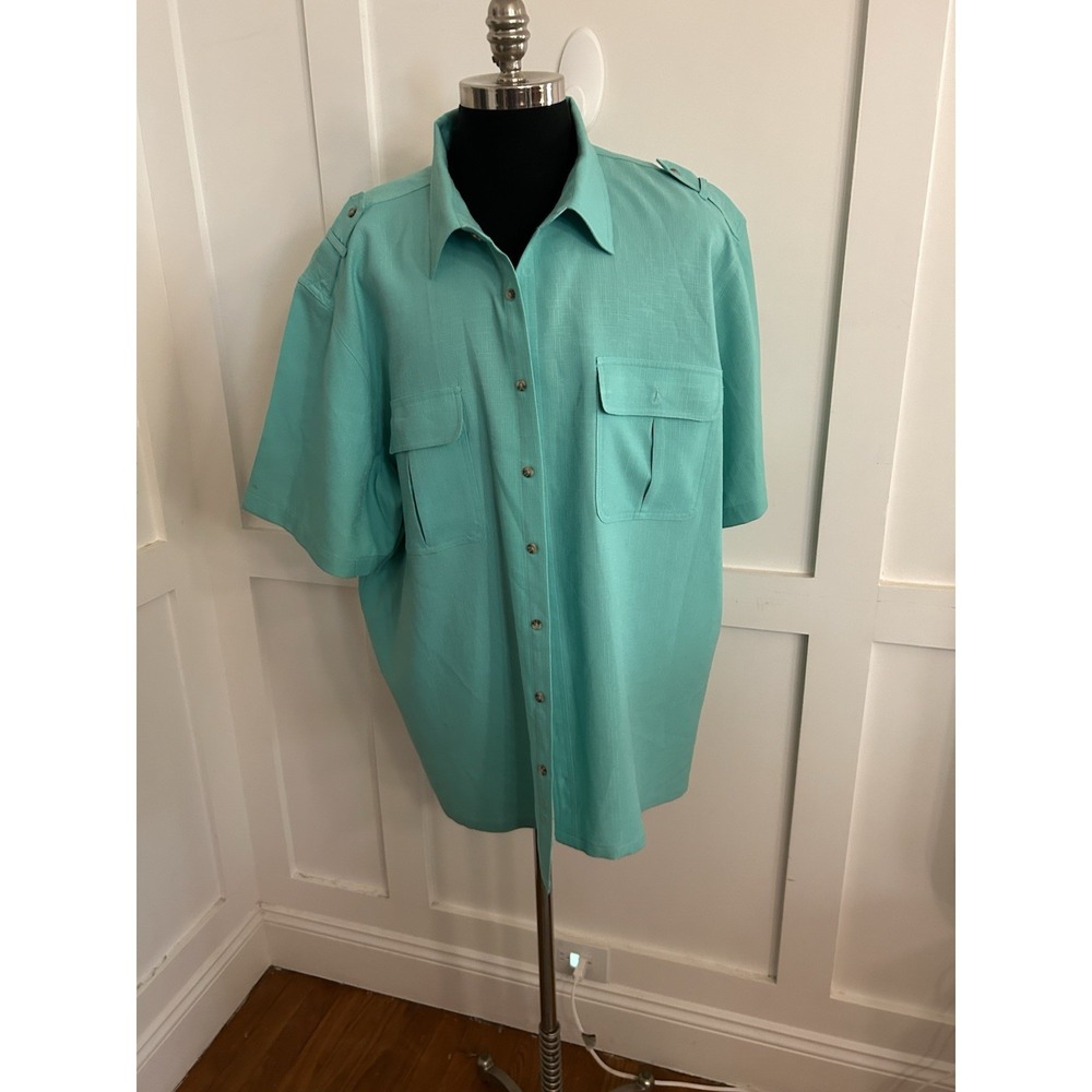 John Blair Mens 4X Button Up Shirt Retro Bowling Rockabilly Lounge Mint Green